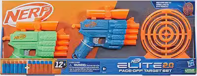 Nerf Elite 2.0 Face Off Kit com alvos - Inclui 2 lançadores de dardos, alvo e 12 dardos de espuma Ne