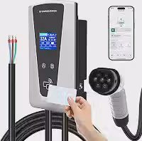 Estação de Carregamento, Wallbox, Carregador Carro Eletrico e 32A 7kW Padrão Tipo 2, com App e Cartão RFID, Ideal para Garagem Residencial e Estacionamento Privado