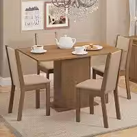 Conjunto Sala de Jantar Madesa Talita Mesa Tampo de Madeira 4 Cadeiras