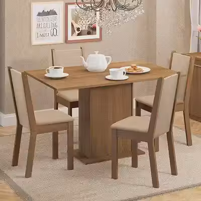 Conjunto Sala de Jantar Madesa Talita Mesa Tampo de Madeira 4 Cadeiras