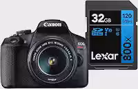 Câmera Digital Canon EOS Rebel T7+ S18-55 IS II BR kit com Cartão de Memória Lexar Blue 32GB