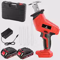 Victool Serra Sabre Elétrica 21V Sem Fio 500W Motor de Cobre, 3000RPM Velocidade Variável, Corte em Madeira Metal Plástico, com Luz LED, 2 Baterias 2000mAh e 4 Lâminas