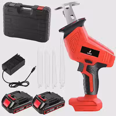 Victool Serra Sabre Elétrica 21V Sem Fio 500W Motor de Cobre, 3000RPM Velocidade Variável, Corte em Madeira Metal Plástico, com Luz LED, 2 Baterias 2000mAh e 4 Lâminas