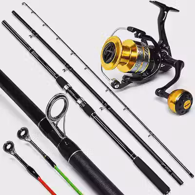 Kit de Pesca Pesada Praia Costao Pesqueiro mar Vara 4,20m em Carbono Molinete Gh 7000 13 Rolamentos - Carretel e Manivela em Aluminio - Peixe Grande