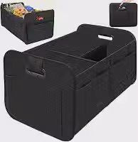 60 * 35 * 30.5 cm Organizador Porta Malas Carro Dobrável Impermeável com Alça, Divisórias e Bolso Externo, Organizador Portátil de Armazenamento para Automóveis, Baú Multiuso para Veículos