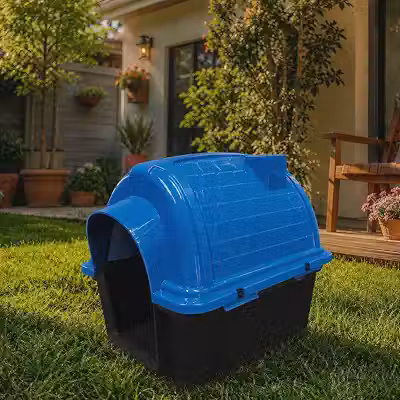 Casinha para Cachorro Furacão Pet N8 Iglu Plástica Resistente Desmontável Azul