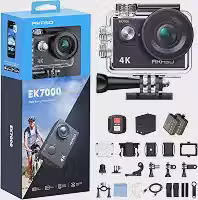 AKASO Câmera de ação EK7000 4K30FPS 20MP Ultra HD câmera subaquática 170 graus grande angular 98FT à prova d'água suporta microfone externo