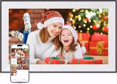 Dragon Touch Porta-retrato digital grande de 15,6 polegadas - Moldura digital WiFi com 32 GB de armazenamento, tela sensível ao toque FHD 1080p, rotação automática, compartilhe fotos/vídeos