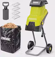 EWORK Triturador elétrico de madeira de 15 Amp, diâmetro de corte máximo de