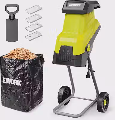 EWORK Triturador elétrico de madeira de 15 Amp, diâmetro de corte máximo de