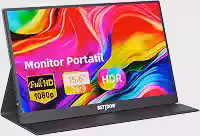 Bettdow Monitor Portatil 15,6'', FHD 1080P Monitor Portátil Conectado Com USB C Dupla/HDMI, IPS Extensor De Tela para Notebook com VESA e Funda Inteligente magnético, Plug and Play