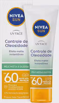 NIVEA SUN Protetor Solar Facial UV Face Controle de Oleosidade FPS 60 50ml, Muito Alta Proteção UVA/UVB, Efeito Matte, Controle do Brilho, Cuidado Diário