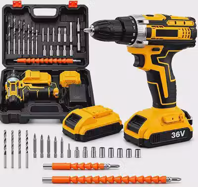 Parafusadeira Furadeira de Impacto 36V Profissional Sem Fio | Mandril 10mm, Torque 32Nm, 2 Baterias Recarregáveis, Controle de Velocidade | Kit Completo com Bits, Brocas, Soquetes e Maleta