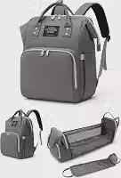 Mochila Maternidade que Vira Berço Troca Bebê Porta Lenço Fralda Com Bolsos Térmicos Bolsa Maternidade - SHACK (Cinza)
