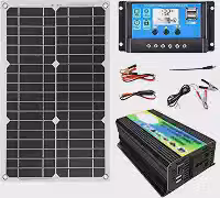 Kit De Painel Solar Com Inversor De 300 W – Controlador Inteligente De 30 A + Painel Solar À Prova D’água De 18 W, Display LCD, Carregamento USB Duplo, Para Casas, Trailers, Fazendas E Galpões