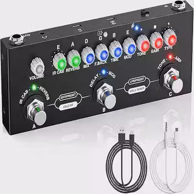 Cube Baby Pedal Multi Efeitos para Guitarra, 9 Modelos de Amplificador, Reverb, Delay, Chorus, Phaser, com Entrada Bluetooth, IR Loading