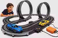 Pista Autorama Elétrica Track Master 3,94m com Duplo Looping, 4 Carrinhos, 2 Controles e Contador de Voltas | Brinquedo de Corrida Infantil