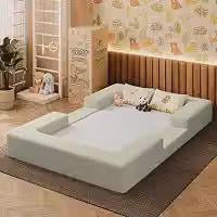 Cama Montessoriana Berço Infantil 100% Espuma Balaqui Decor Cor:bege