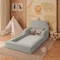 Cama Colchão Montessoriana Infantil Proteção Lateral Balaqui Cor:cinza Claro
