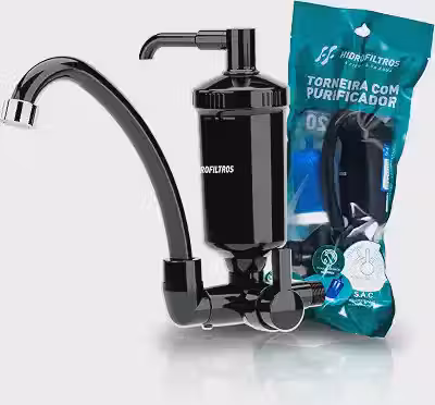 Hidrofiltros - Torneira de Cozinha Parede Pop com Filtro Purificador de Água Preta Hidrofiltros