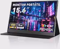 Monitor Portátil 15.6' Full HD 1080P IPS 60Hz, USB-C e Mini HDMI, Tela Extensora com Capa Suporte e Alto-falantes para Notebook, PC, Mac e Consoles