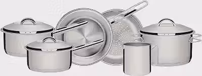 Tramontina Jogo de Panelas de Aço Inox com Fundo Triplo 6 peças Solar