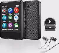 MP3 Player Bluetooth 5.2 MP3 Player Portátil Multifuncional com Tela de Toque, Alto-Falante Embutido, Rádio FM, Gravador de Voz, Suporte para Cartão TF até 128GB