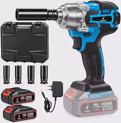 Victool Chave de Impacto Sem Fio 21V Brushless 300N.m, Motor sem Escovas 4815, Encaixe 1/2', 3200RPM, Parafusadeira Elétrica com LED, 2 Baterias 1.5Ah e Soquetes 17/19/21/22mm