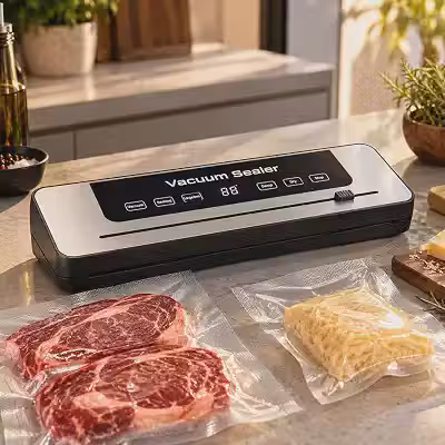 Seladora a Vácuo para Alimentos 110V — Máquina com Painel Digital, 6 Funções para Secos e Úmidos, Cortador de Saco e Mangueira para Potes