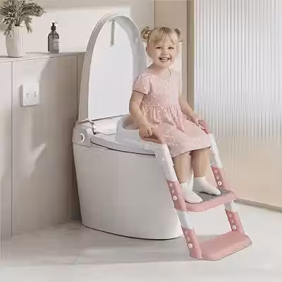 Troninho Redutor Infantil Assento com Escada OHANA BABY – Para Vaso Sanitário Redondo, Antiderrapante, Ideal para Crianças em Processo de Desfralde A partir de 18 Meses (Rosa)