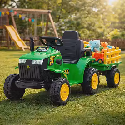 Trator Elétrico Infantil Com Carreta Articulada 12v Som E Luz 110/220v