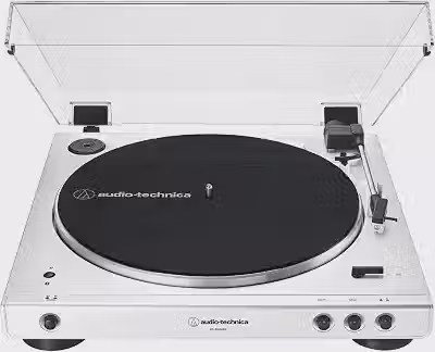 Toca-Discos Audio-Technica Sem Fio com acionamento automático por correia (Belt-Drive) AT-LP60XBT-WW, Branco/Branco, Bivolt 120/240V