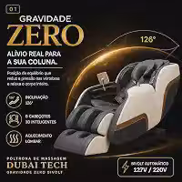 Poltrona de Massagem Dubai Tech Gravidade Zero: Moderno, Couro Sintético, Cinza, Cadeira de Massagem, Relaxar, Massagem, Aquecimento, Espuma, Plástico