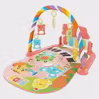 Tapete Infantil de Atividades Sensorial para Bebê Interativo com 5 Móbiles e Piano Musical com Som e Luzes (Rosa)