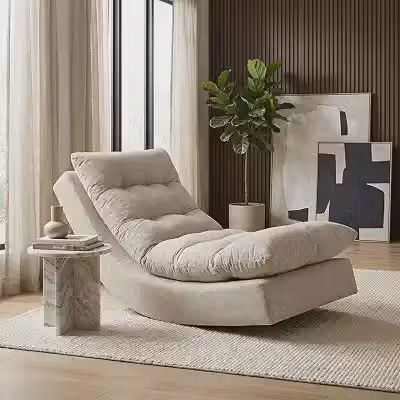 Poltrona Com Leve Balanço Bouclé Premium De Luxo Balance Para Sala Quarto Conforto Relaxante (Bege)