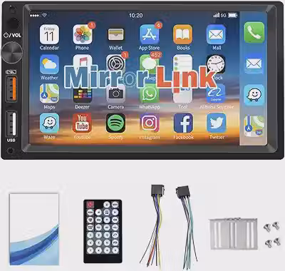 FINYQBET Estéreo para Carro de 7 pol., 2 Din, Android Auto e Mirror Link