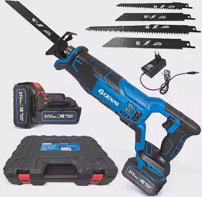 Serra Sabre Recíproca sem Fio, 21V Bateria 5.0Ah, Motor sem Escovas, Corte Madeira e Metal, Inclui 2 Baterias e 12 Lâminas, para Construção e Uso Doméstico