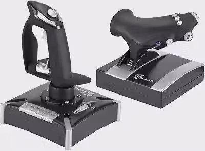 Kit Manche e Acelerador para Simulador de Voo Kalkan Mobius Preto HOTAS USB 7 Eixos, 16 Botões 3 Perfis Eixos X e Y com Ajuste de Sensibilidade Modo Turbo Tensão Ajustável PC, PS4, Xbox One