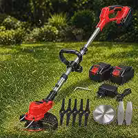 Roçadeira Elétrica Profissional Sem Fio 21V Aparador de Grama Cortador de Grama a Bateria de Lítio Portátil Cabeça Giratória 360° Alça Extensível 91 a 125cm- JadeVic