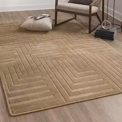 Tapete ITALIA Sala Quarto Toque Aveludado DECASA (Bege Dourado, 1,40x2,00m)
