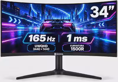Monitor Gamer Curvo 34' 165Hz 1ms UltraWide QHD 2K HDMI/DP