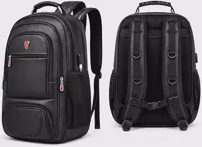 Mochila Masculina Couro Antifurto Grande 50L USB Notebook 17' Executiva