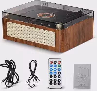 Leitor de CD Portátil Retro com Bluetooth 5.4, Alto-Falantes Estéreo, Entrada AUX/USB, Controle Remoto e Bateria Recarregável, para Casa e Viagem