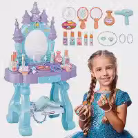 Penteadeira Princesa Infantil Castelo Emite Luz e Som com 15 Acessórios de Beleza Fashion