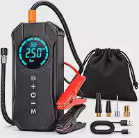 Compressor de Ar Portátil 4 em 1 150 PSI com Partida 1000A e Powerbank
