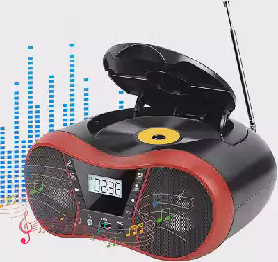 Boombox Portátil com CD Player, Rádio AM/FM Estéreo e Bluetooth – Toca CD/CD-R/CD-RW, USB, Funciona com Pilhas – Mini System para Casa, Praia e Festas