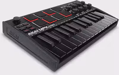 Akai Professional MPK Mini MK3 - Controlador de Teclado MIDI USB com 25 Teclas, 8 Pads de Bateria Iluminados, 8 Knobs, Software de Produção Musical e Pacote de Sons da Native Instruments, Preto
