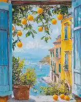 ZRIZQ Pintura por números para adultos iniciantes, paisagens à beira-mar, kits de pintura por números em tela, pintura por números para decoração de parede de casa 40 x 50 cm (sem moldura)