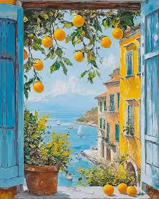 ZRIZQ Pintura por números para adultos iniciantes, paisagens à beira-mar, kits de pintura por números em tela, pintura por números para decoração de parede de casa 40 x 50 cm (sem moldura)