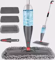 Mop Spray Com 800ml – Esfregão Com Spray De Microfibra Com 3 Refis Laváveis, Limpeza De Chão Seco E úmido, Ideal Para Cozinha, Piso Laminado, Azulejos E Madeira